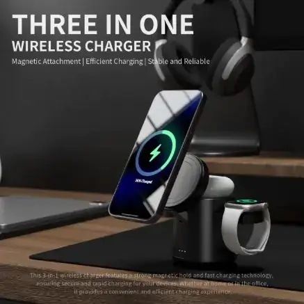 15W Magnetic Three-in-one Wireless Charger - Image 7