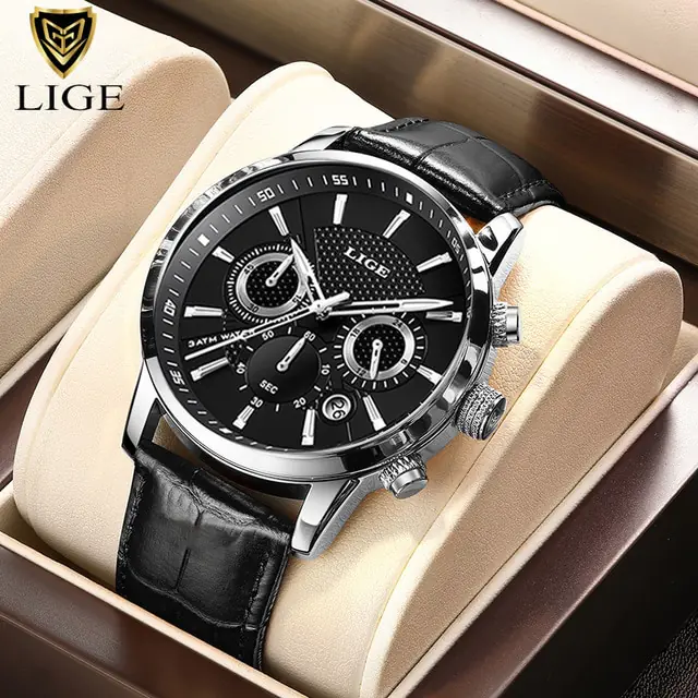 2023 New Mens Watches LIGE Top Brand Luxury Leather Casual Quartz - Image 10