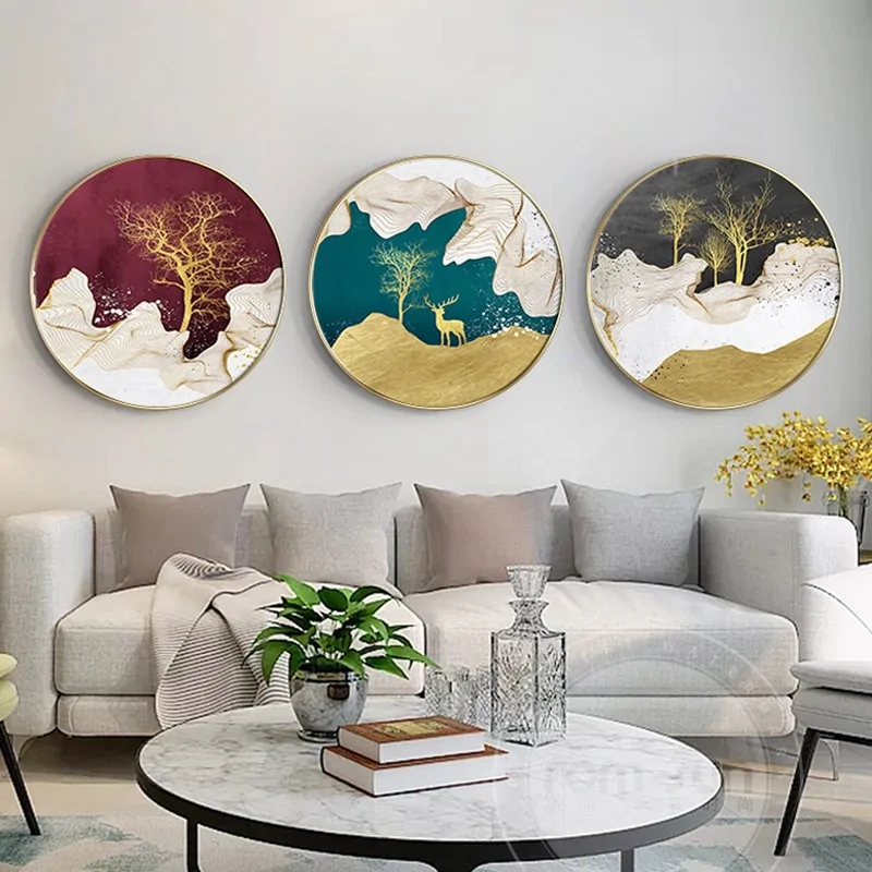 Abstract Colorful Circle Canvas Painting - Image 2