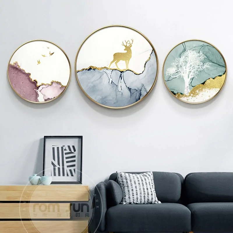 Abstract Colorful Circle Canvas Painting - Image 3