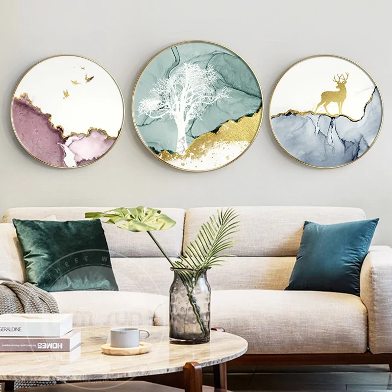 Abstract Colorful Circle Canvas Painting - Image 5