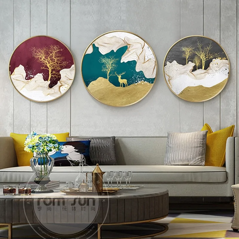 Abstract Colorful Circle Canvas Painting - Image 6
