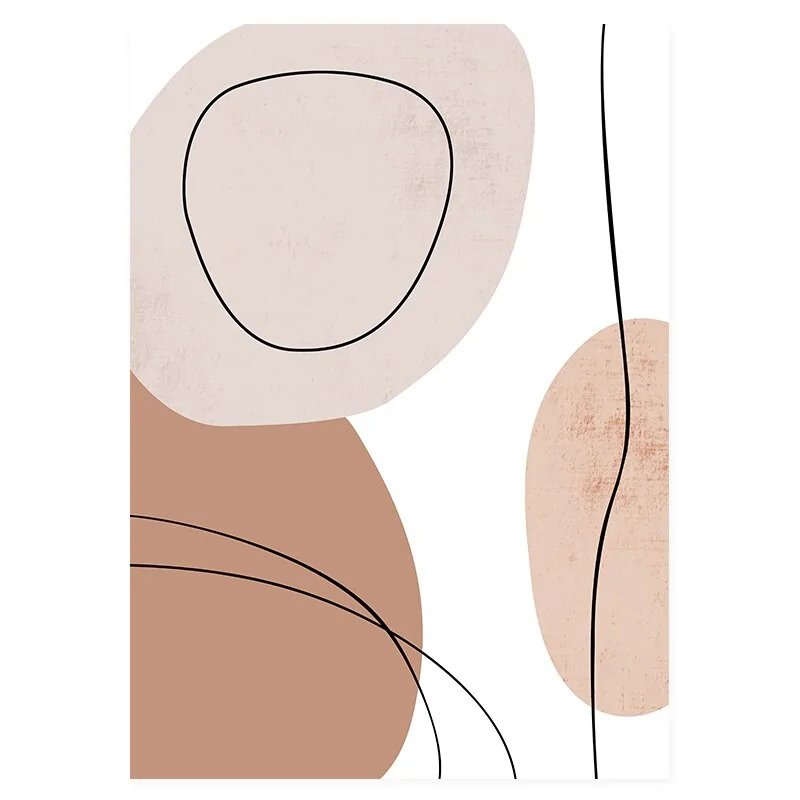 Abstract Geometric Beige Boho Style Canvas Wall Art Painting - Image 37