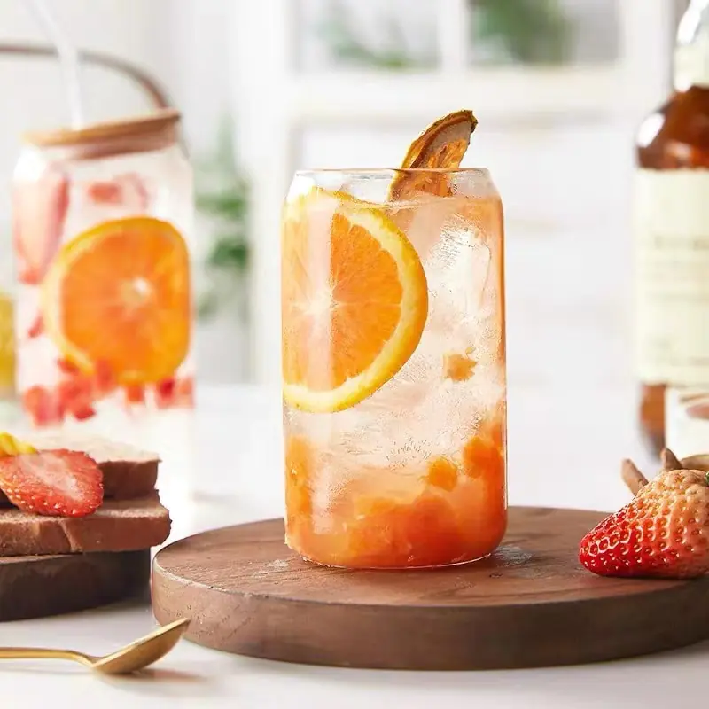 Aesthetic Glass Cup With Lid and Straw - Image 3
