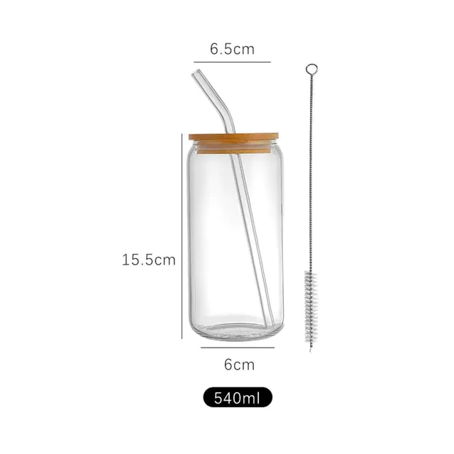 Aesthetic Glass Cup With Lid and Straw - Image 7