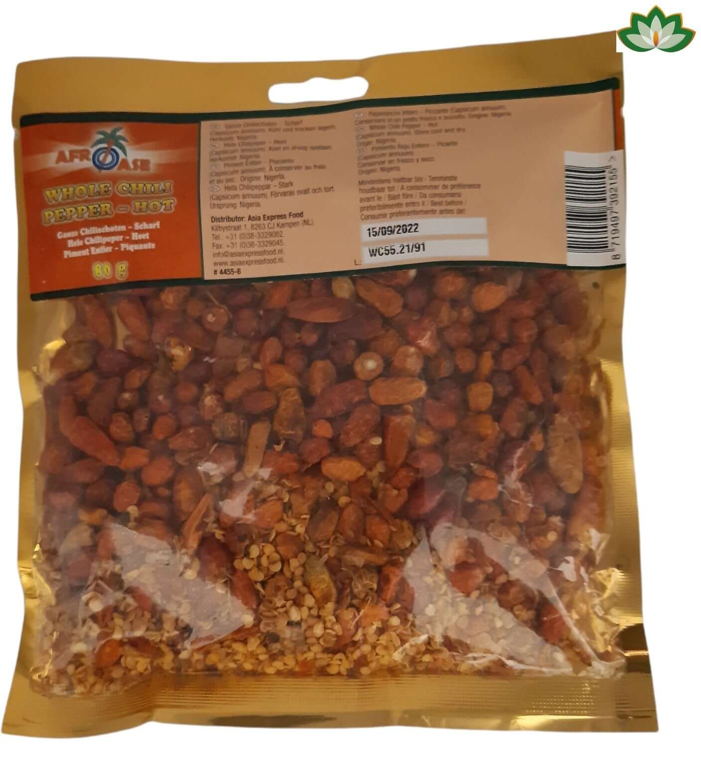 Afroase Whole Chilli Pepper Hot 80g