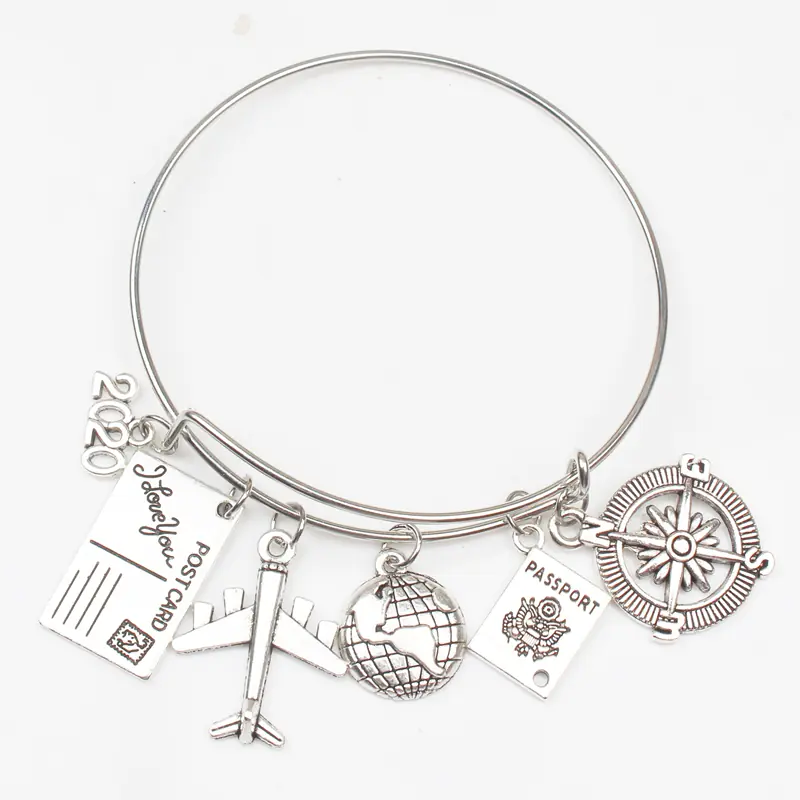 Alloy Travel Bracelet with Compass Pendant - Image 2