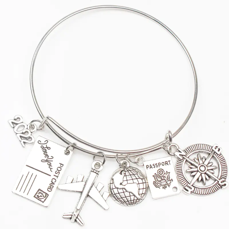 Alloy Travel Bracelet with Compass Pendant - Image 3