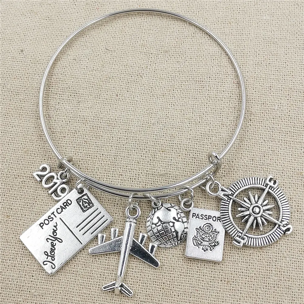 Alloy Travel Bracelet with Compass Pendant - Image 4