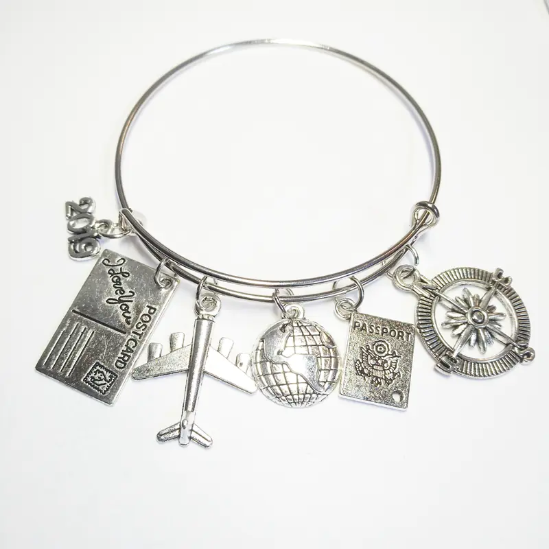 Alloy Travel Bracelet with Compass Pendant - Image 5