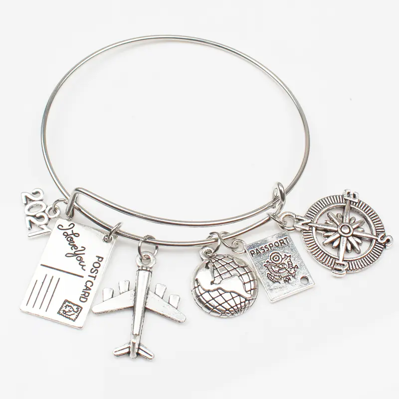 Alloy Travel Bracelet with Compass Pendant - Image 6