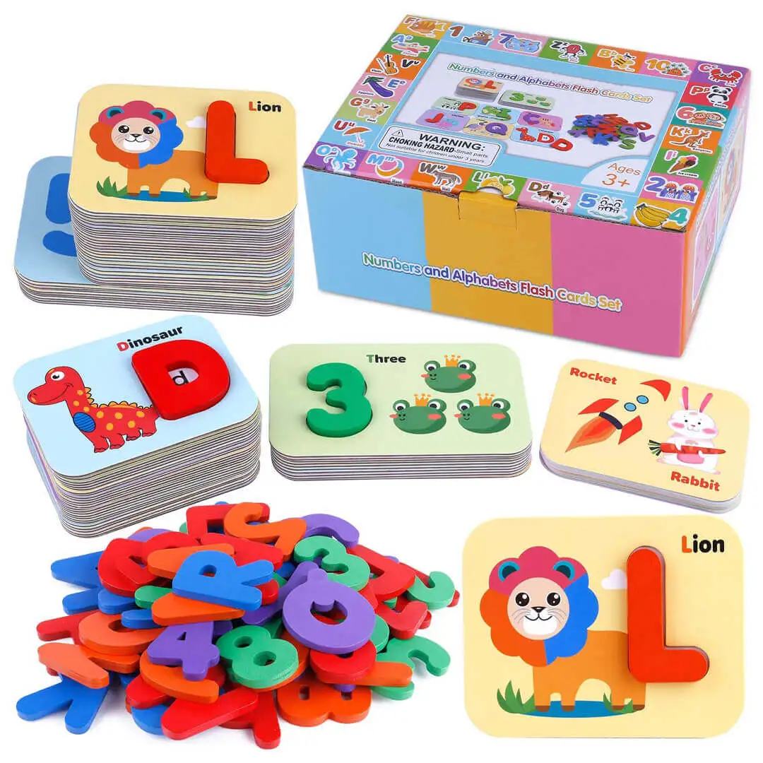 Alphabets And Numbers Wooden Flash Cards - Image 2