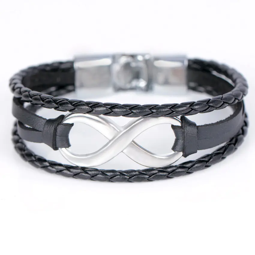 Black Stainless Steel Braided Bracelet - Stylish Design - Image 2