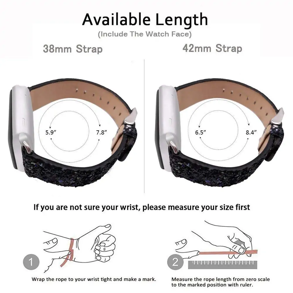 Bling Leather Band for Apple Watch: Series 6, SE, 5/4/3 - Image 3