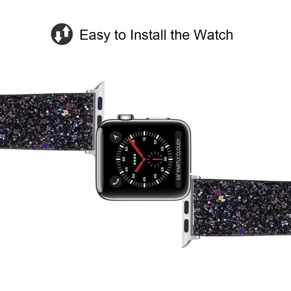 Bling Leather Band for Apple Watch: Series 6, SE, 5/4/3 - Image 5