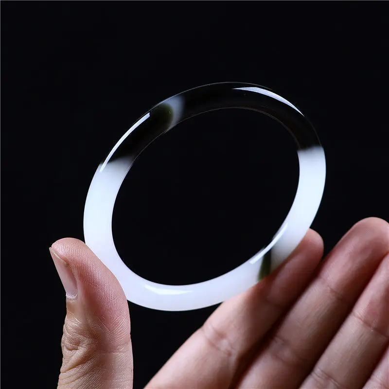 Blue and White Hetian Jade Bracelet for Women - Image 8