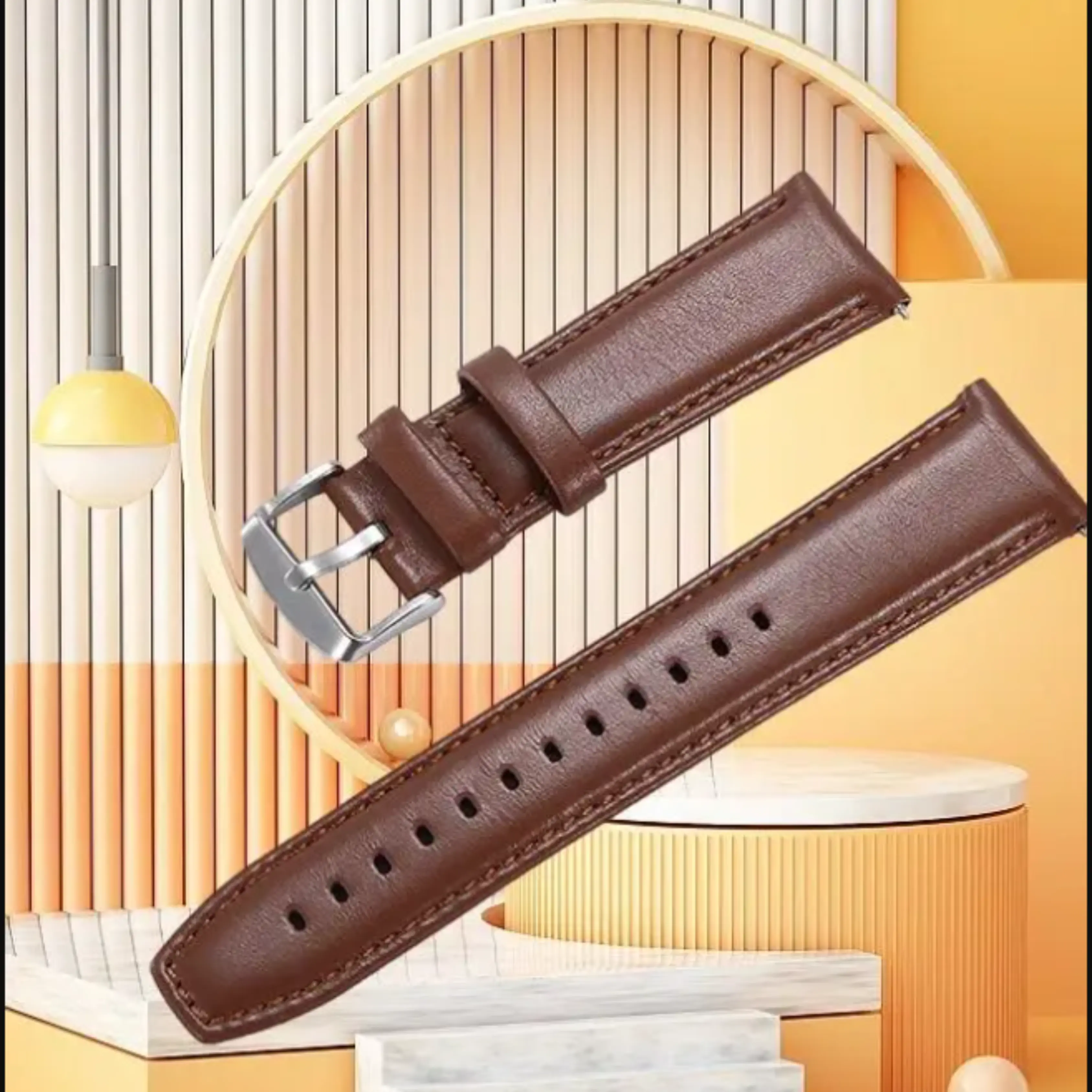 Brown Leather Watch Band - Image 3