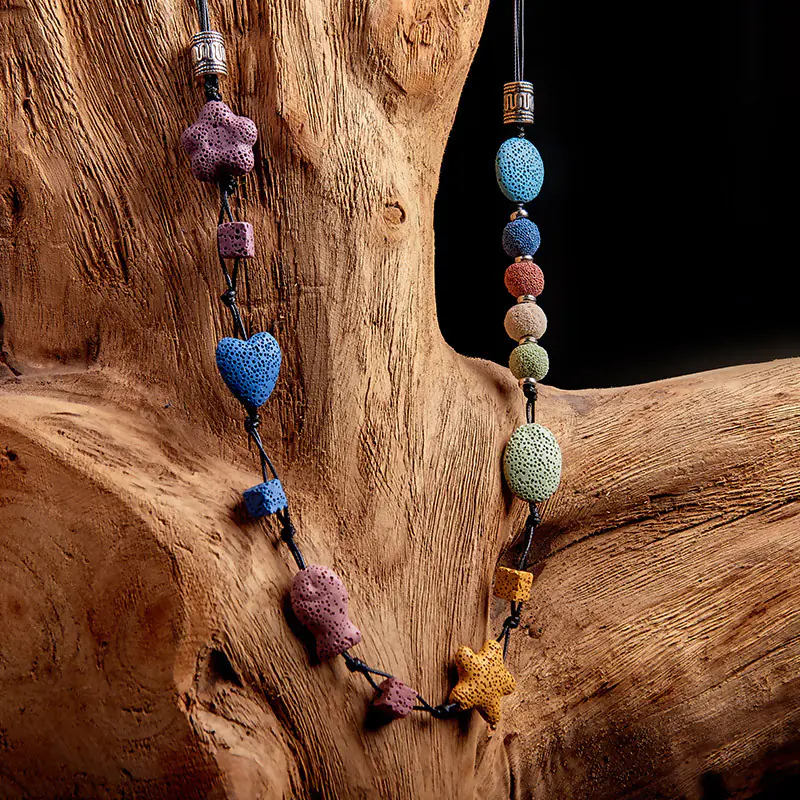 Colorful Heart-Shaped Volcanic Rock Bracelet - Image 12