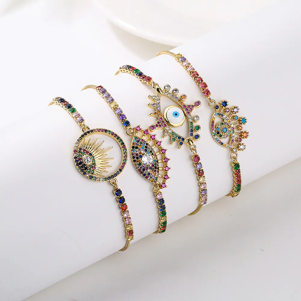 Copper Plated Gold Mixed Color Zircon Bracelet for Women - Image 2