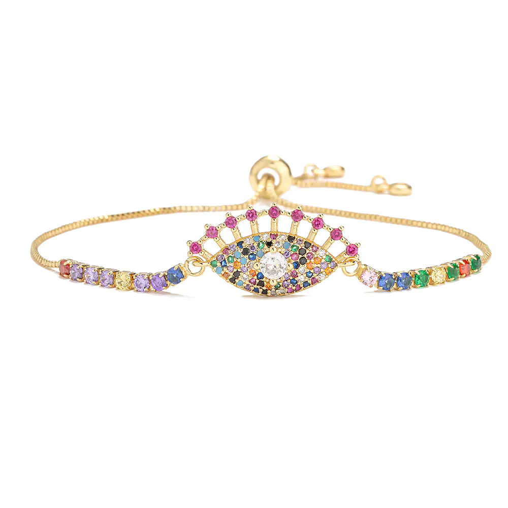 Copper Plated Gold Mixed Color Zircon Bracelet for Women - Image 3