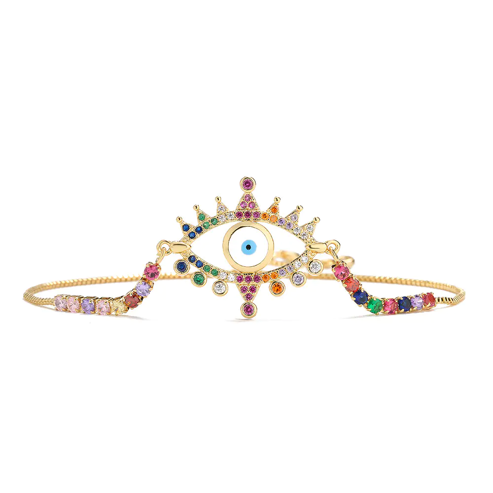 Copper Plated Gold Mixed Color Zircon Bracelet for Women - Image 4