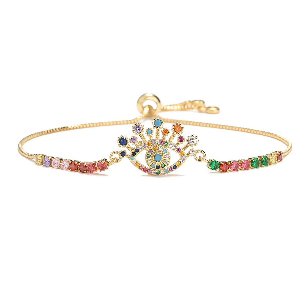 Copper Plated Gold Mixed Color Zircon Bracelet for Women - Image 5