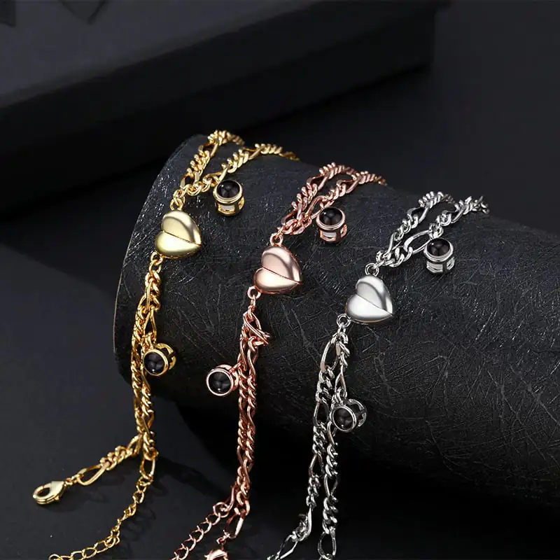 "Couple Bracelet with Simple Projection in 100 Languages" - Image 3