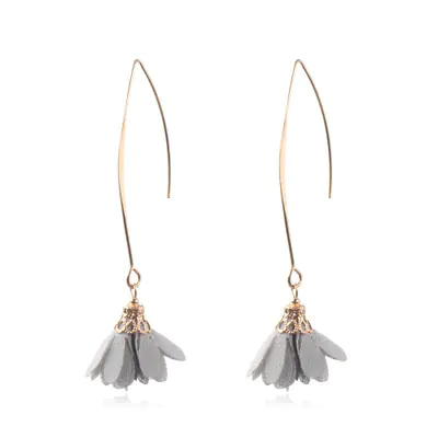 Creative Rose Fabric Drop Earrings with Tassels - Image 15