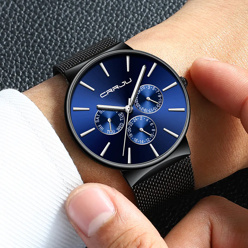 CRRJU Men's Multifunctional Stainless Steel Watch - Image 2