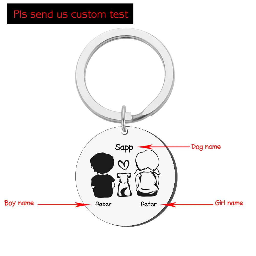 Custom Round Keychain for Family Dog Name