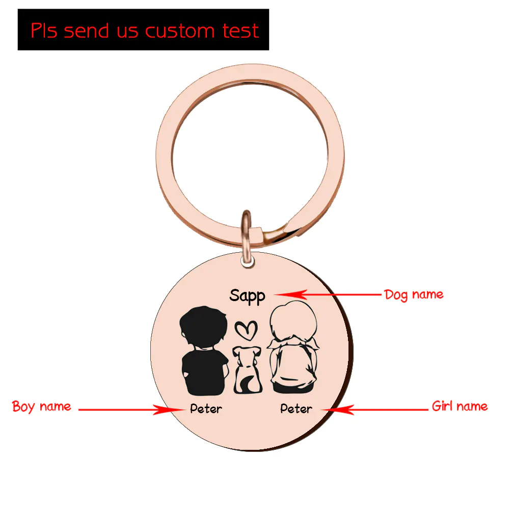 Custom Round Keychain for Family Dog Name - Image 3