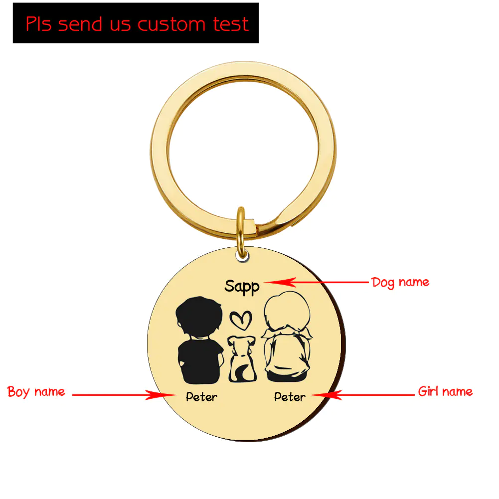 Custom Round Keychain for Family Dog Name - Image 4