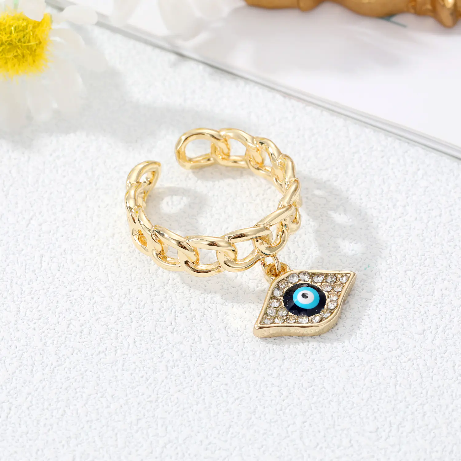 Devil's Eye Hollow Ring with Inlaid Zircon Bracelet - Image 3