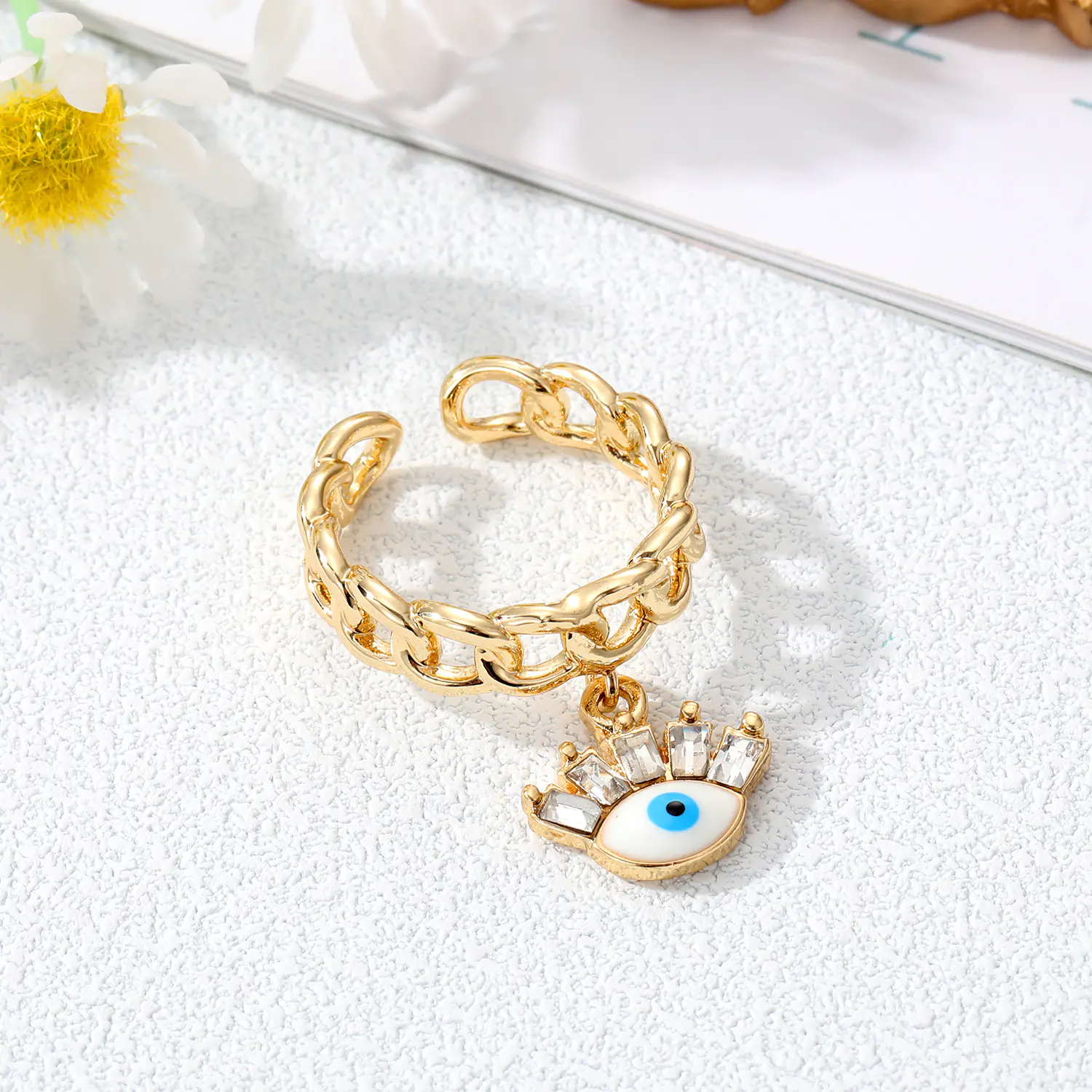 Devil's Eye Hollow Ring with Inlaid Zircon Bracelet - Image 7
