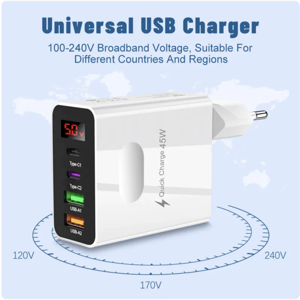 Dual USB & Type-C Digital Display Phone Charger - Image 6
