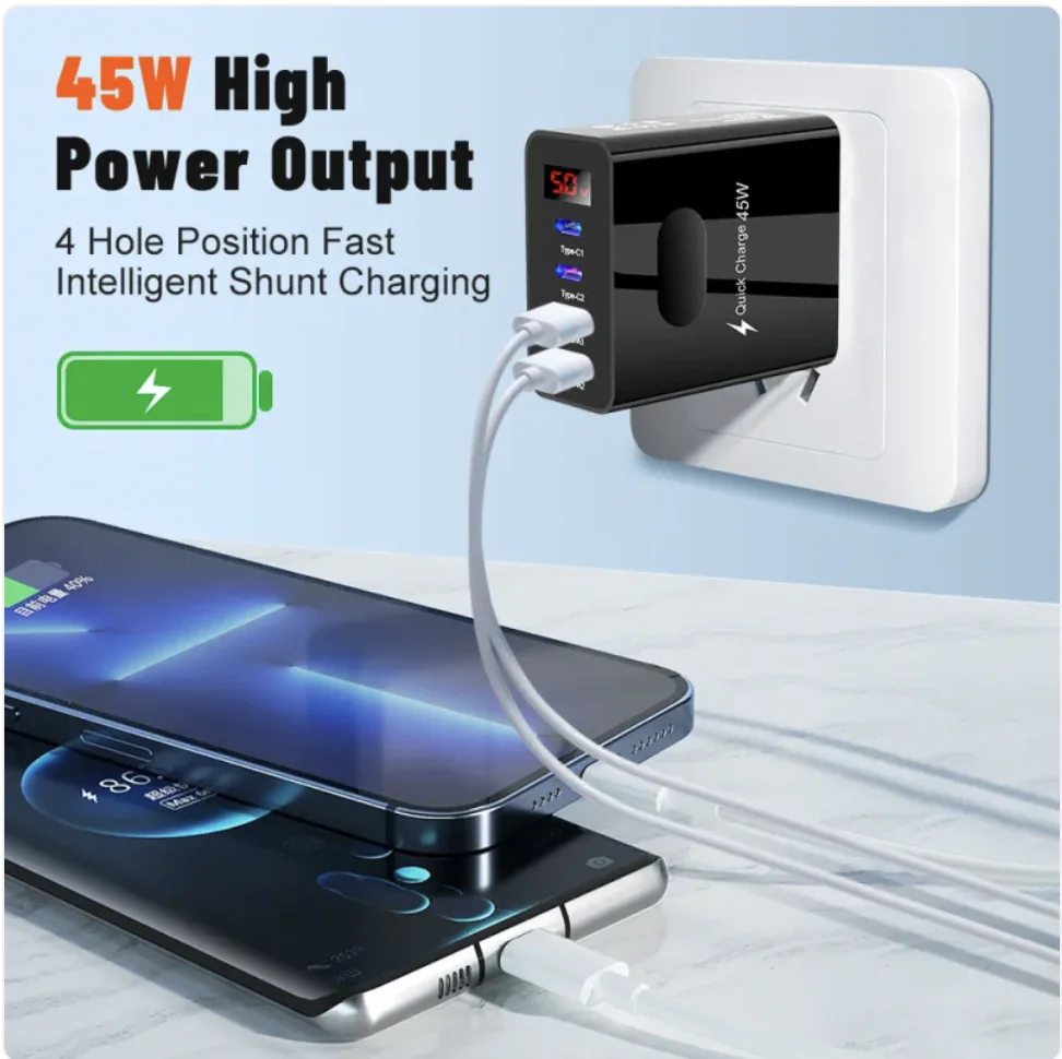 Dual USB & Type-C Digital Display Phone Charger - Image 8