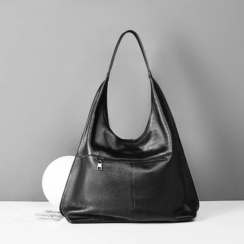 European And American Fashion Tassel Top Layer Cowhide Shoulder Big Bag - Image 4