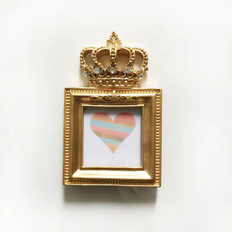European Nordic Crown Photo Frame in Gold Resin - Image 2