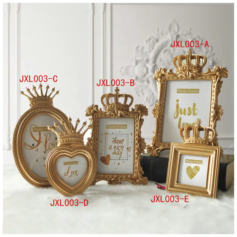 European Nordic Crown Photo Frame in Gold Resin - Image 5