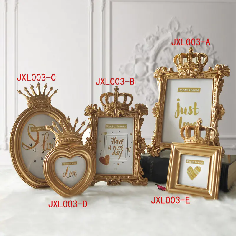 European Nordic Crown Photo Frame in Gold Resin - Image 8