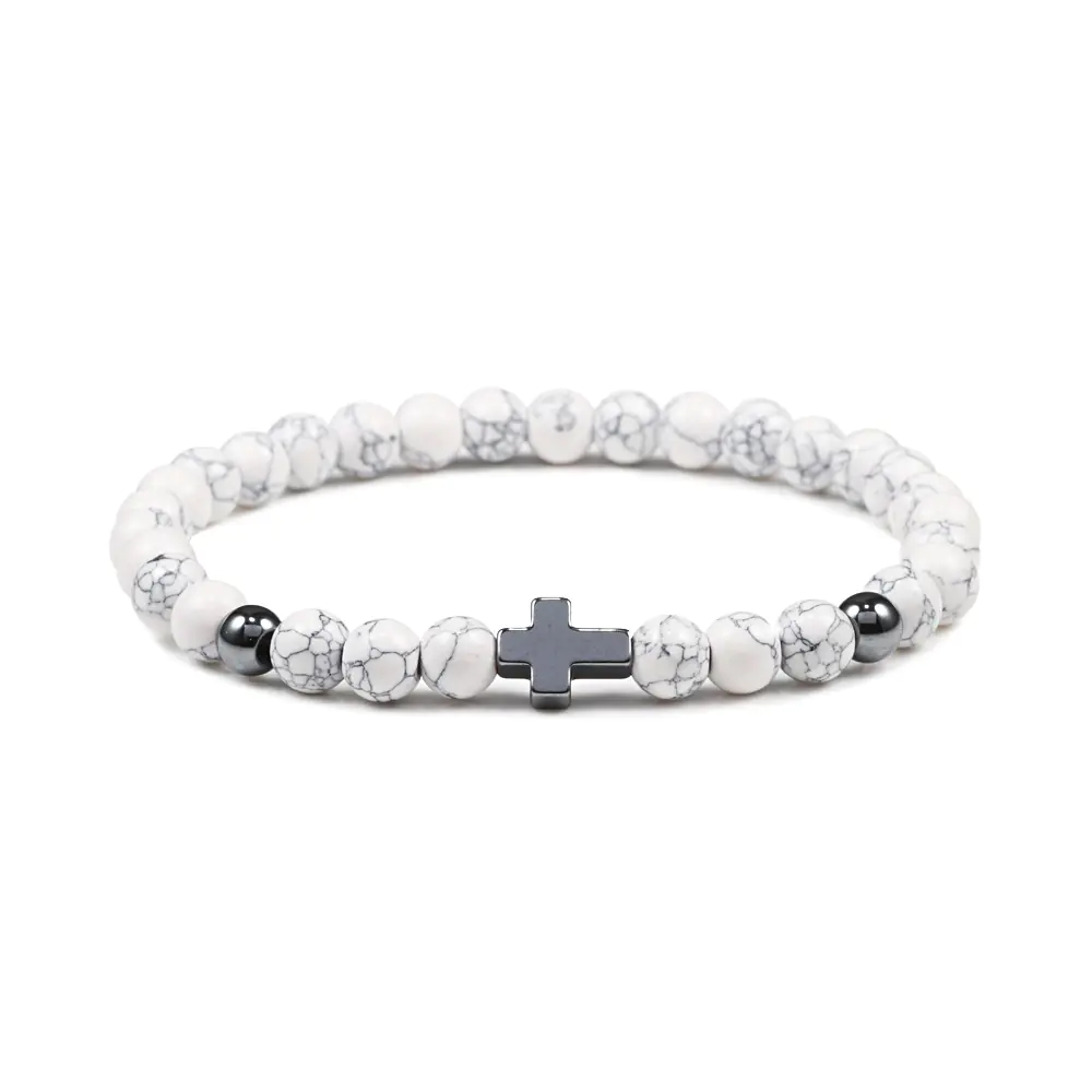 Fashion Hematite Beaded Stretch Bracelet with Turquoise - Image 3