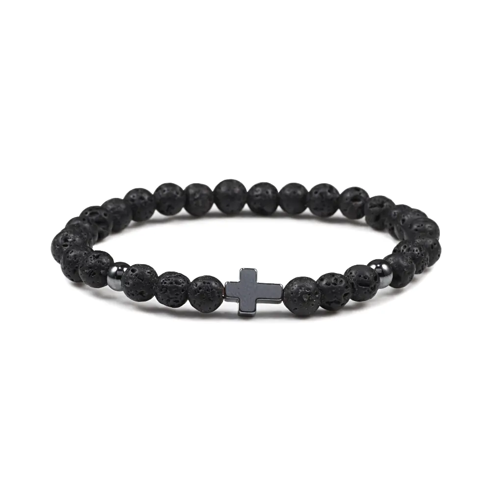 Fashion Hematite Beaded Stretch Bracelet with Turquoise - Image 6