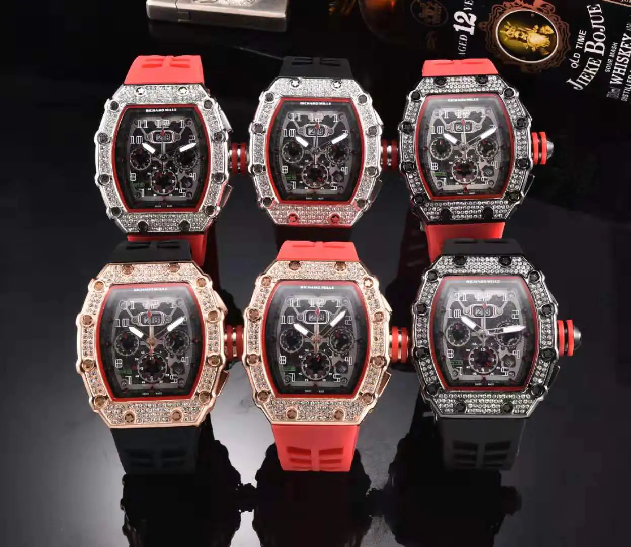 Fashionable 6-Needle Quartz Watch with Rhinestones - Image 4