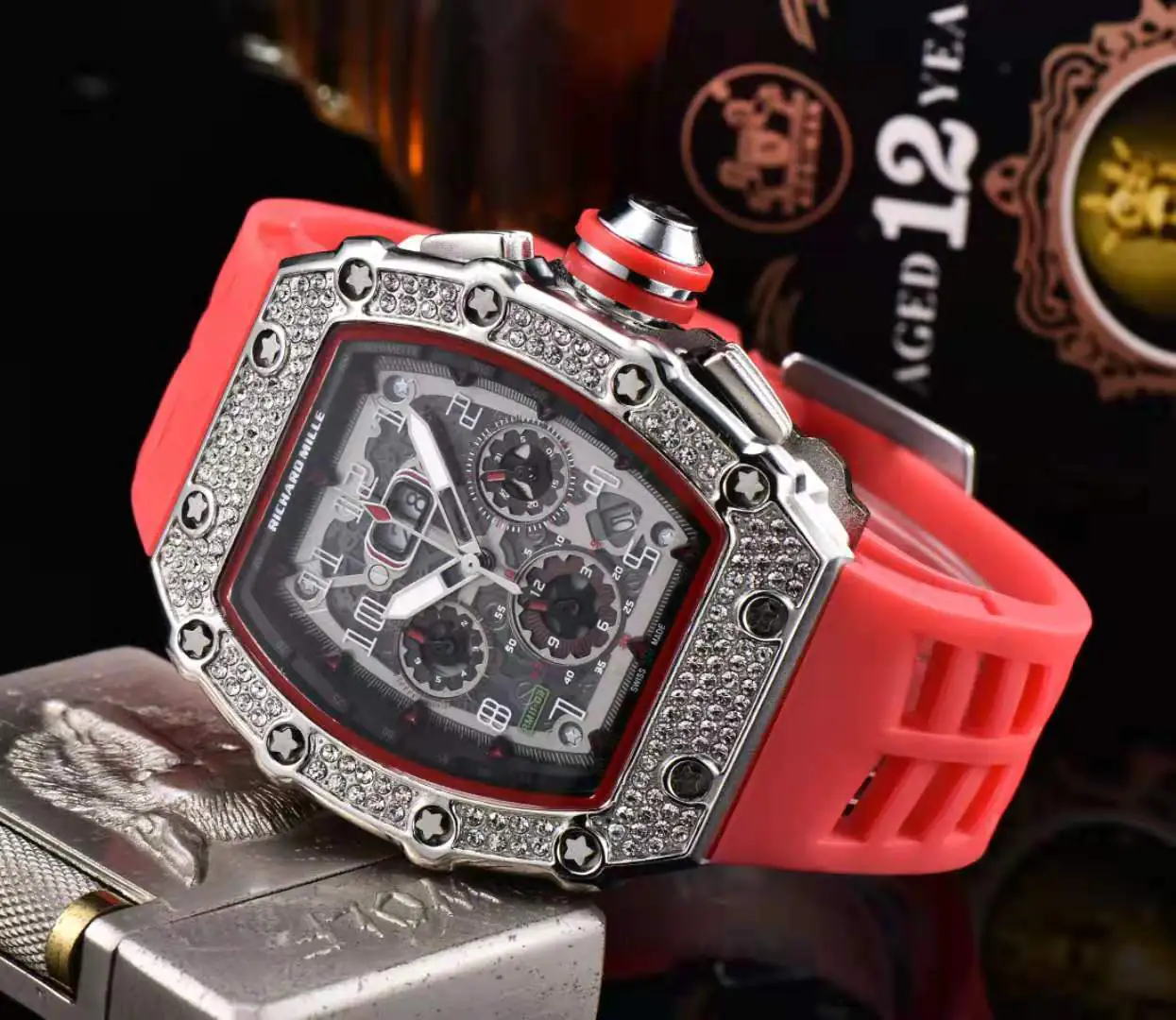 Fashionable 6-Needle Quartz Watch with Rhinestones - Image 9
