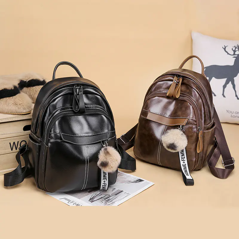 Fashionable Soft Leather Women's Backpack 2020 Model - Image 2