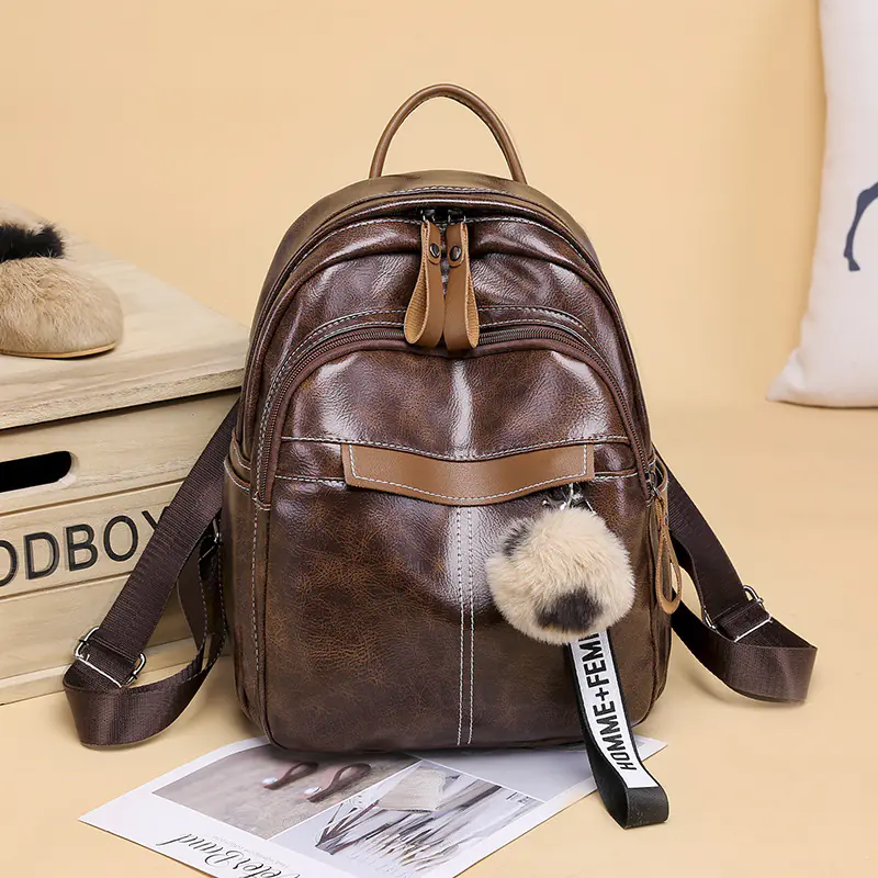 Fashionable Soft Leather Women's Backpack 2020 Model - Image 6