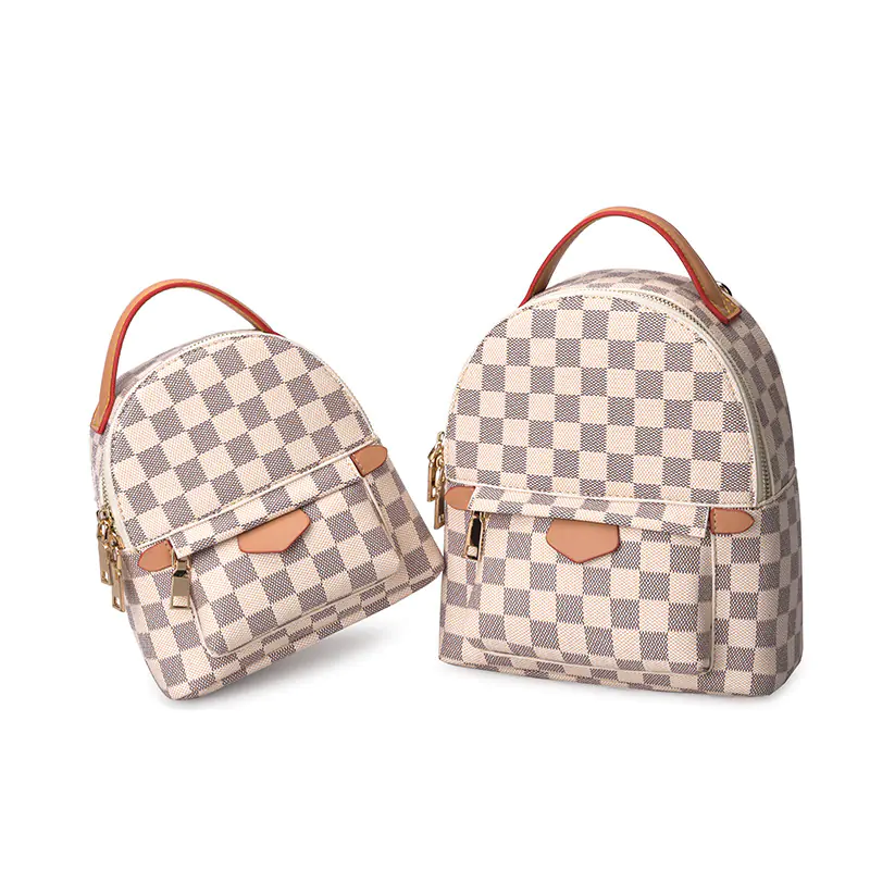 Fashionable Waterproof PU Plaid Backpack for Women