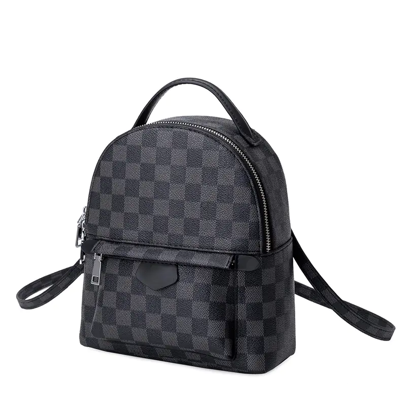 Fashionable Waterproof PU Plaid Backpack for Women - Image 2