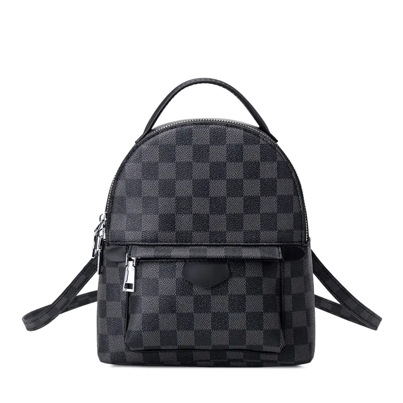 Fashionable Waterproof PU Plaid Backpack for Women - Image 3