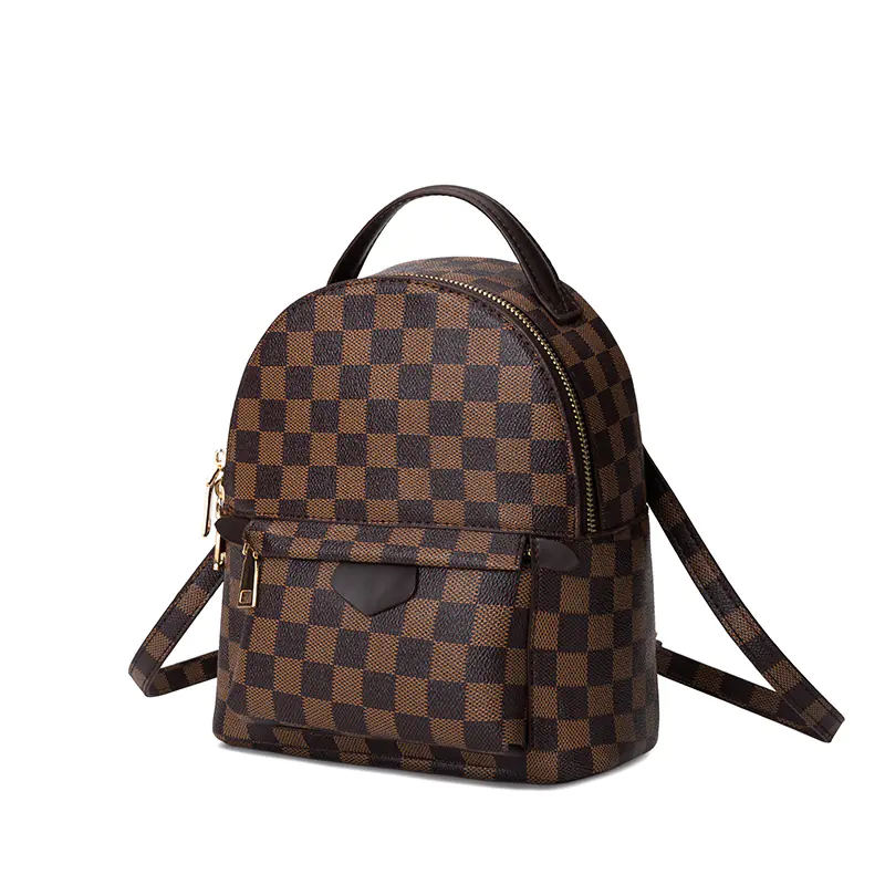 Fashionable Waterproof PU Plaid Backpack for Women - Image 4